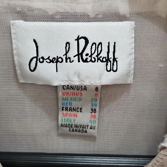 Joseph Ribkoff Tan And White Mesh & Silky Knit Trapeze Jacket Sz 6